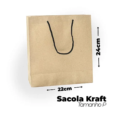 Sacola Kraft P com Alça Nylon (22x24x9cm) - Pacote com 50 unidades