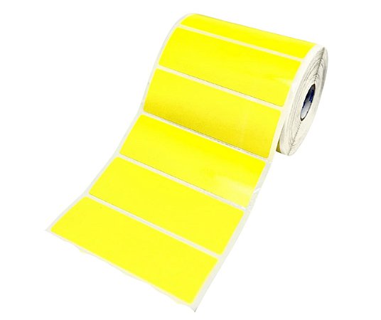 Etiqueta Adesiva 10,3x3,5 CM Papel Couche Amarela com Serrilha  - Caixa com 12 Rolos