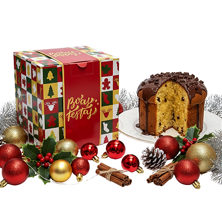 Caixa para Panetone de Natal "Boas Festas" (14x15.5x14cm)
