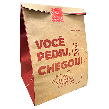 Saco Kraft Você Pediu Chegou M (22x32x17.5cm) - Pacote com 50 unidades
