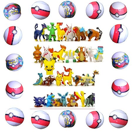 Kit Com 10 Miniaturas Pokémon + 10 Pokebolas 2-3cm Brinquedo