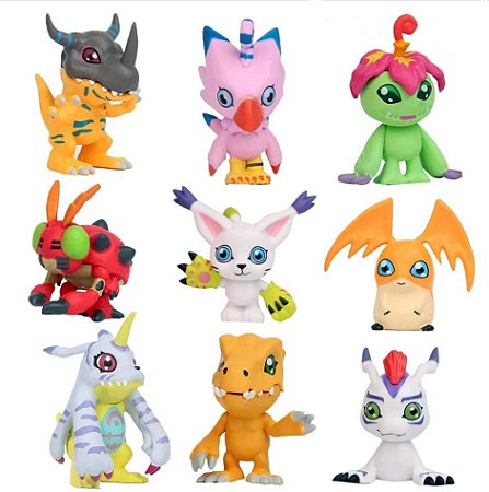 Kit 9 Miniaturas Digimon World Brinquedo Coleção Bonecos