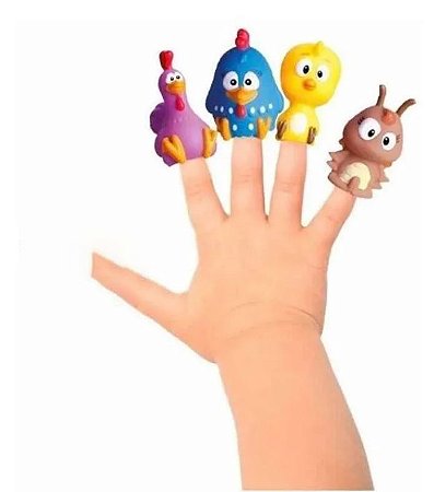 Kit 4 Miniaturas Galinha Pintadinha Dedoches Presente