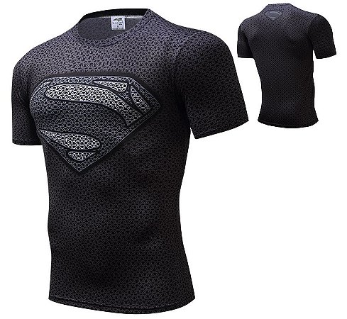 Camisa De Compressão Curta Superman Térmica Uv Fit Moto Luta