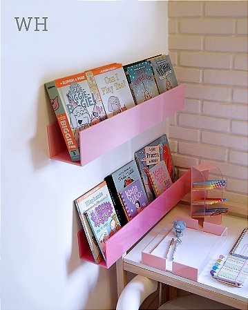 Porta livros infantil rosa chiclete