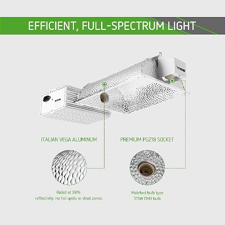 Refletor Vivosun 630w com Reator + 2 Lâmpadas