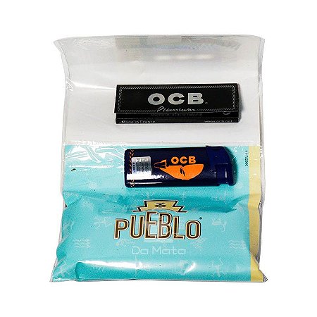 Fumo Tabaco Pueblo Azul Fine Cut Kit C/ Isqueiro + Seda