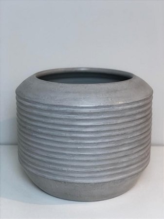 Cachepo cerâmica friso cinza