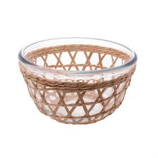 Bowl de vidro e fibra natural