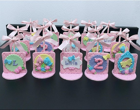 Apliques de Pasta Americana - Jardim Encantado - 7 cm - kit com 5 unidades