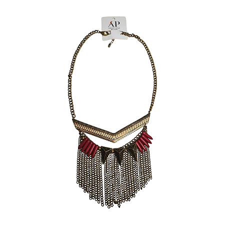 Colar Dourado e Vermelho