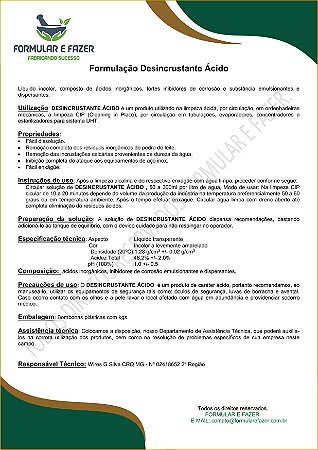 FORMULAÇÃO DESINCRUSTANTE ÁCIDO