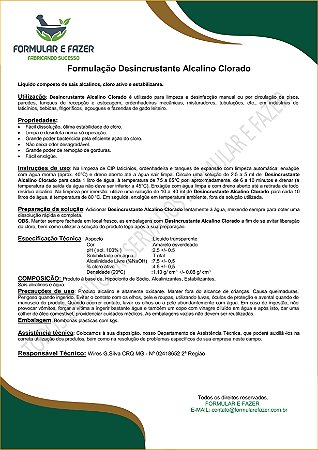 FORMULAÇÃO DESINCRUSTANTE ALCALINO CLORADO