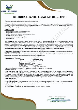 FORMULAÇÃO DESINCRUSTANTE ALCALINO CLORADO