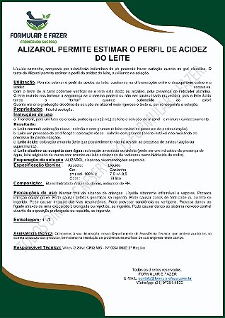FORMULAÇÃO ALIZAROL PERMITE ESTIMAR O PERFIL DE ACIDEZ DO LEITE