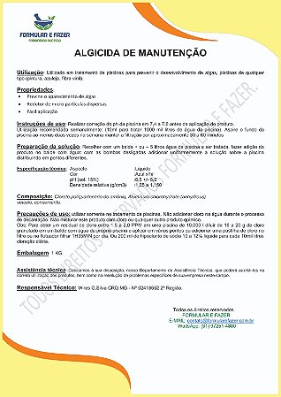 FORMULAÇÃO ALGICIDA DE MANUTENÇÃO
