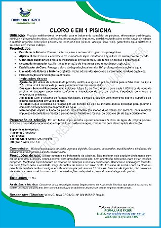 FORMULAÇÃO CLORO 6 EM 1 PISICNA