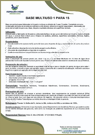 FORMULAÇÃO BASE MULTIUSO 1 PARA 15