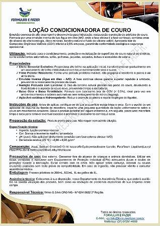 FORMULAÇÃO LOÇÃO CONDICIONADORA DE COURO