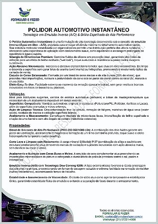 FORMULAÇÃO POLIDOR AUTOMOTIVO INSTANTÂNEO