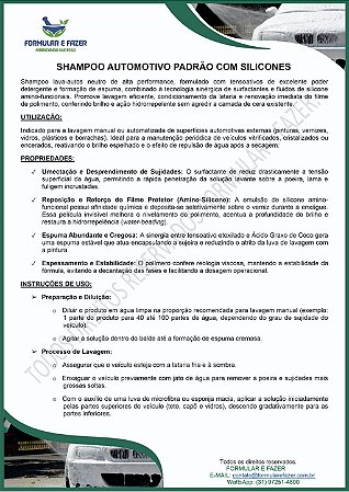 FORMULAÇÃO SHAMPOO AUTOMOTIVO PADRÃO COM SILICONES