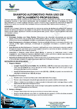 FORMULAÇÃO SHAMPOO AUTOMOTIVO PARA USO EM DETALHAMENTO PROFISSIONAL