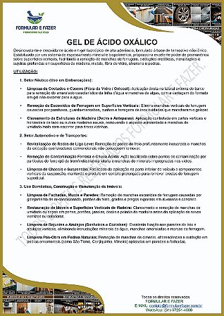 FORMULAÇÃO GEL DE ÁCIDO OXÁLICO