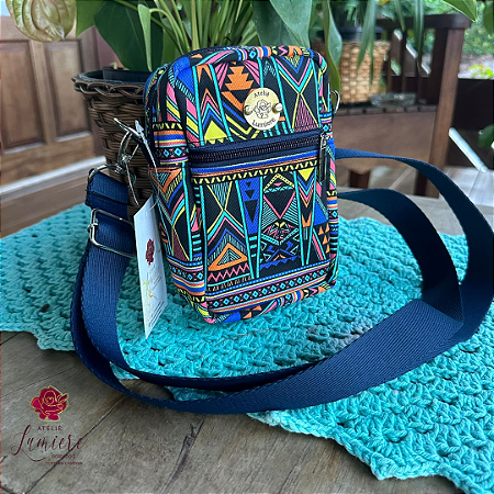 Bolsa Amora - Étnico colorido com azul