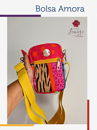Bolsa Amora - Animal colors com amarelo