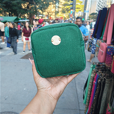 Necessaire Avelã Quadrada - Verde com cinza