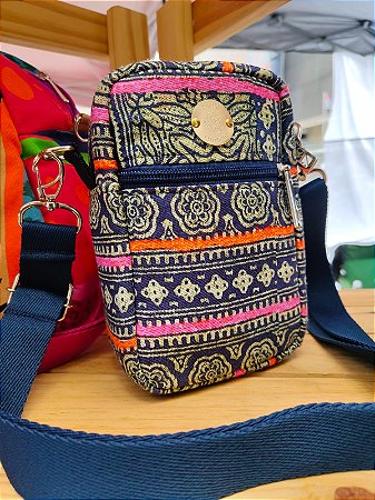 Bolsa Amora - Indiano com azul marinho