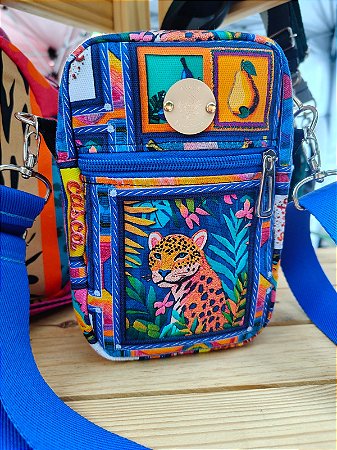 Bolsa Amora - Onça frases com azul bic