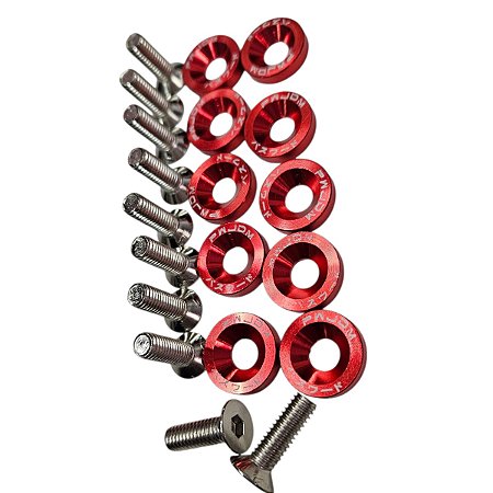 10 Arruelas Anilhas Fender Alumínio M6+parafusos VERMELHO - 911 UNIVERSAL