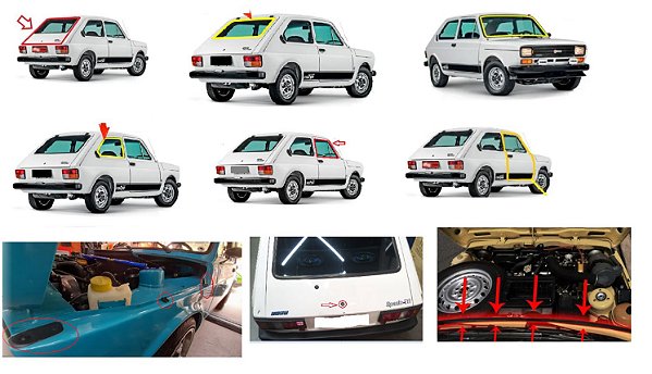 KIT Completo Borrachas Guarnições Fiat 147 Janela Móvel