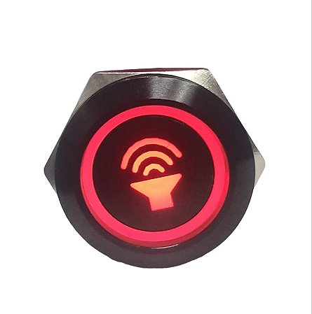 Botão Preto 19mm Led 12v 24V + 5 vias SOM