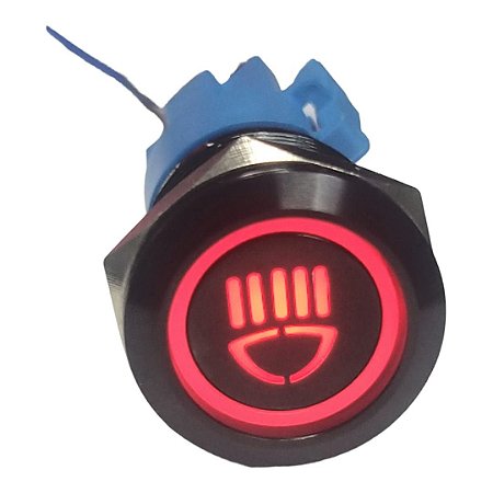 Botão Preto 19mm Led 12v 24V + 5 vias FAROL
