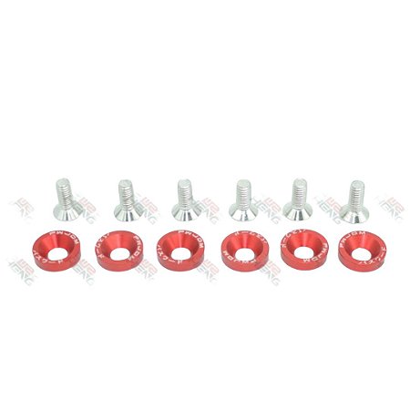 6 Arruelas Anilhas Fender Alumínio M8+Parafusos VERMELHO - 1617