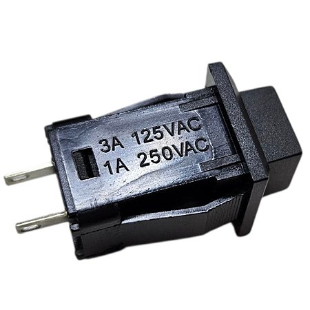 Interruptor Pulso PUSH momentâneo C/Trava Quadrado Preto