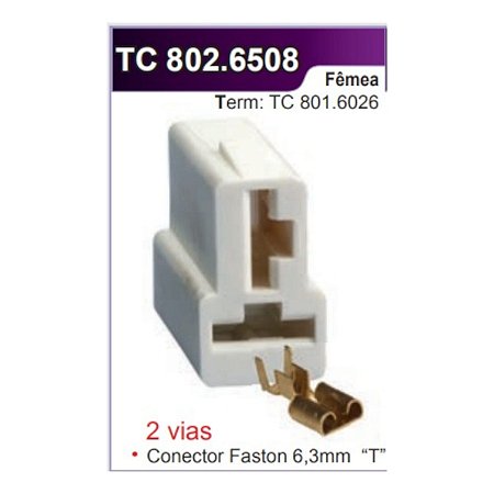 Conector Faston 6,3mm “T” 2 vias  Fêmea (8026508)