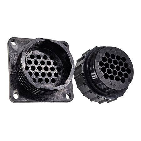 Kit  24 Vias Conector Painel Com Aba Circular Macho/ Fêmea