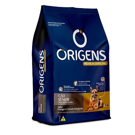 Ração Origens Cães Médio e Grande Senior Sabor Frango e Cereais 15Kg