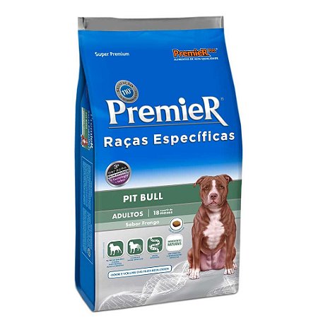 Ração Premier Raças Especificas Cães Adultos Pitbull Sabor Frango 12kg