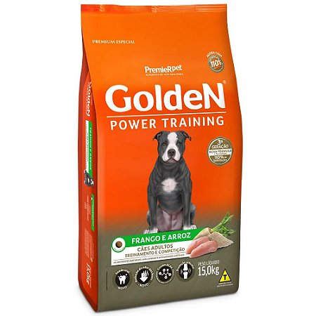 Ração Golden Power Trainning Cães Adultos Sabor Frango e Arroz 15kg