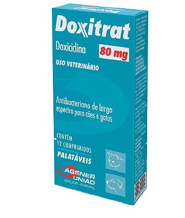 Antibiótico Agener Doxitrat Cães e Gatos 80mg 24 comprimidos