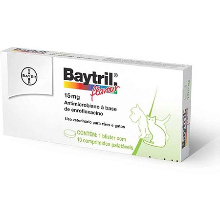 Antibiotico Baytril Elanco Flavour Cães E Gatos 15Mg 10 comprimidos
