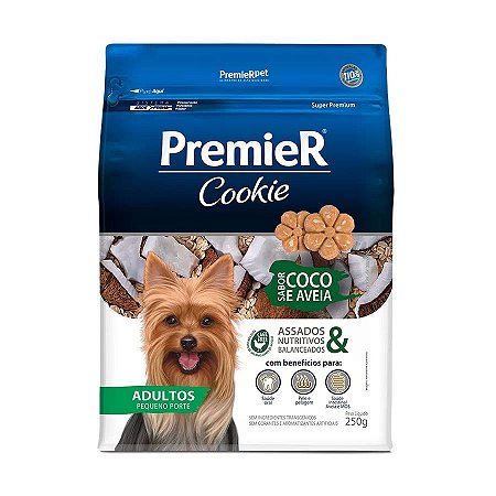 Petisco Premier Cookie Adulto Raças Pequenas Sabor Coco e Aveia 250g