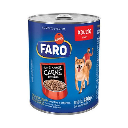 Ração Úmida Faro Cães Adultos Sabor Carne Lata 280g