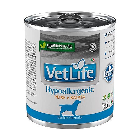 Ração Úmida Vet Life Cães Hypoallergenic Lata Sabor Peixe 300g
