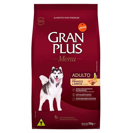 Ração GranPlus Menu Cães Adultos Sabor Frango e Arroz