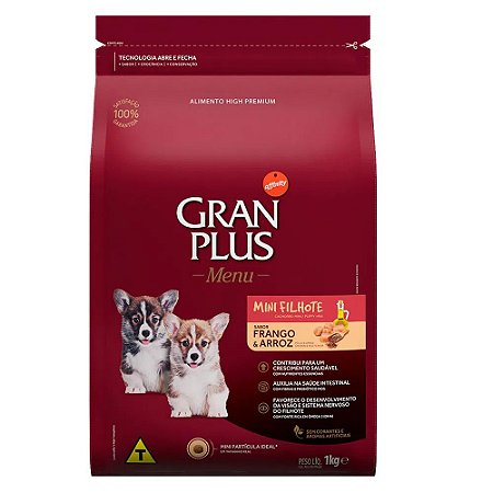Ração GranPlus Menu Cães Filhotes Mini Sabor Frango e Arroz